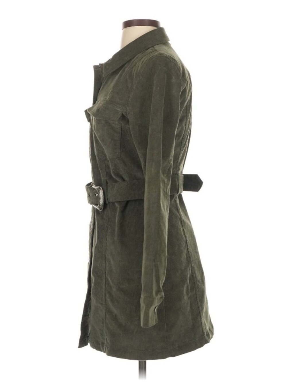 House Of Harlow 1960 Army Green Corduroy Belted Trench Dress S | Poetcore Grunge - Picture 4 of 10